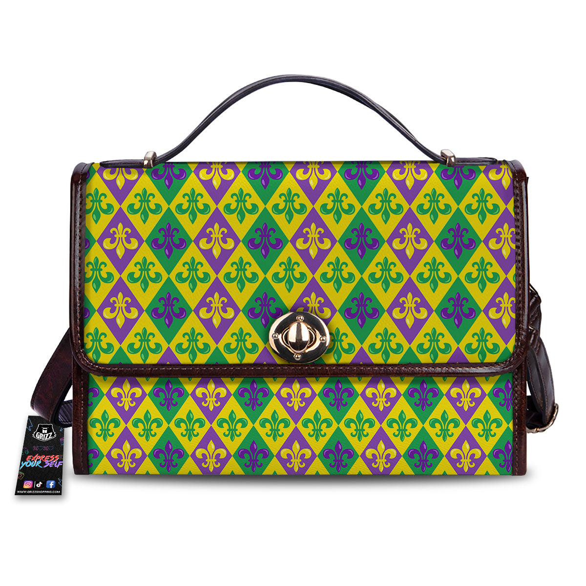 De Lis Mardi Gras Print Pattern Women's Satchel Bag