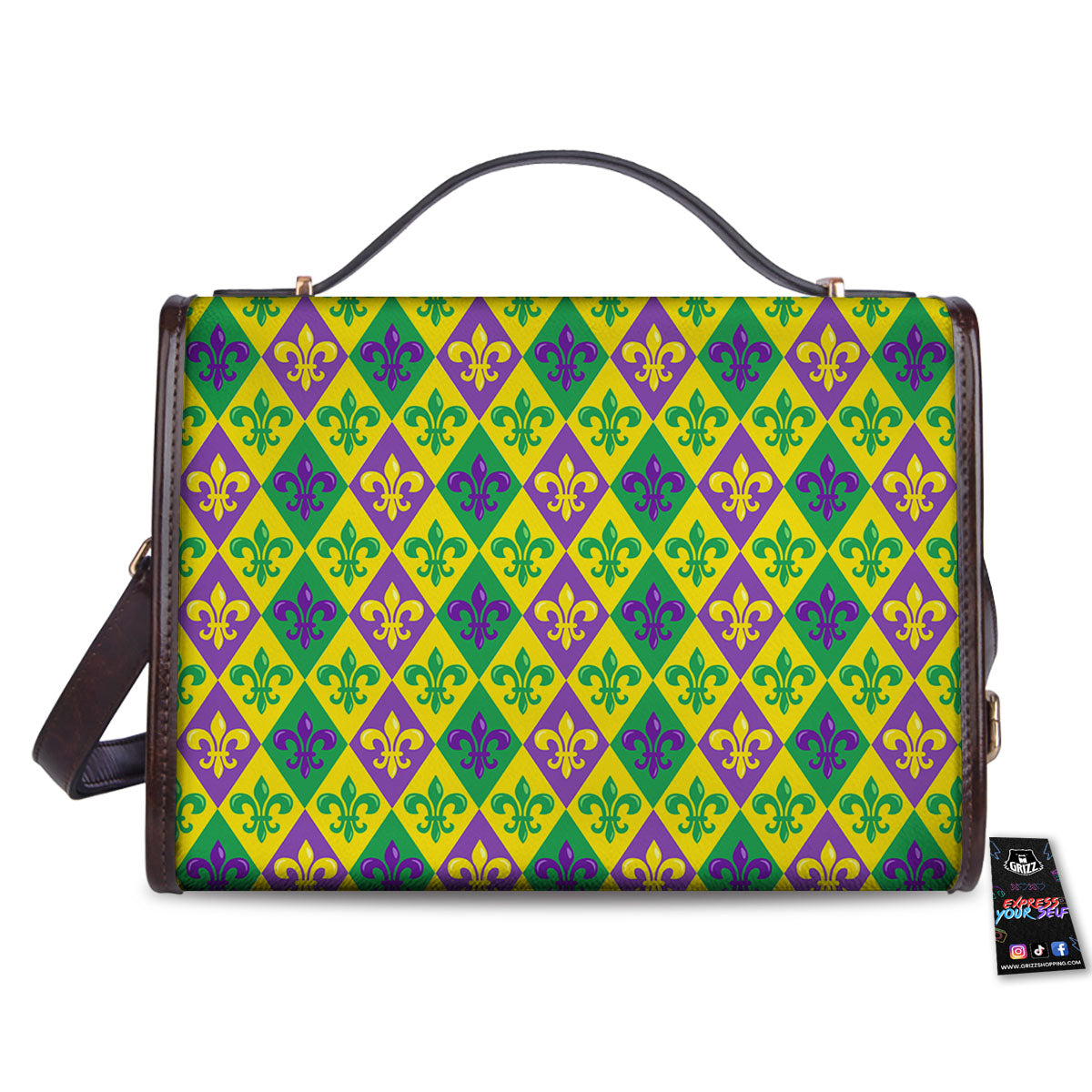 De Lis Mardi Gras Print Pattern Women's Satchel Bag