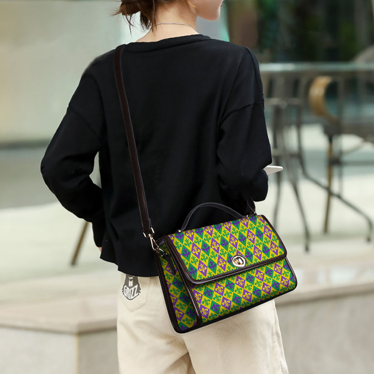 De Lis Mardi Gras Print Pattern Women's Satchel Bag