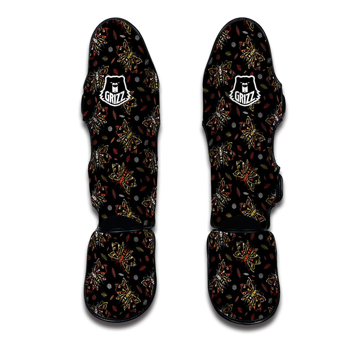 Dead Head Moth Pattern Muay Thai Shin Guards-grizzshop