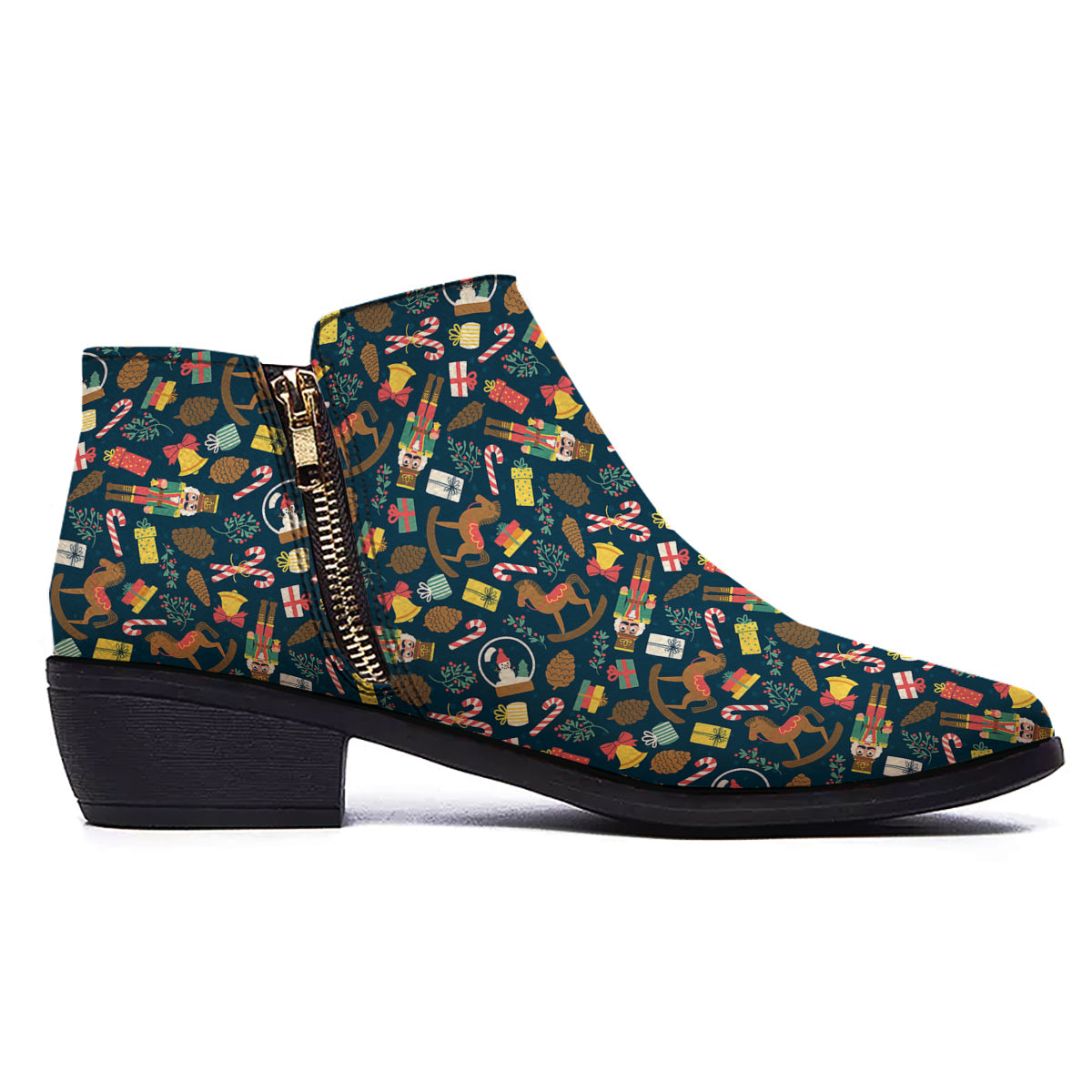 Decorations Christmas Print Pattern Ankle Boots-grizzshop