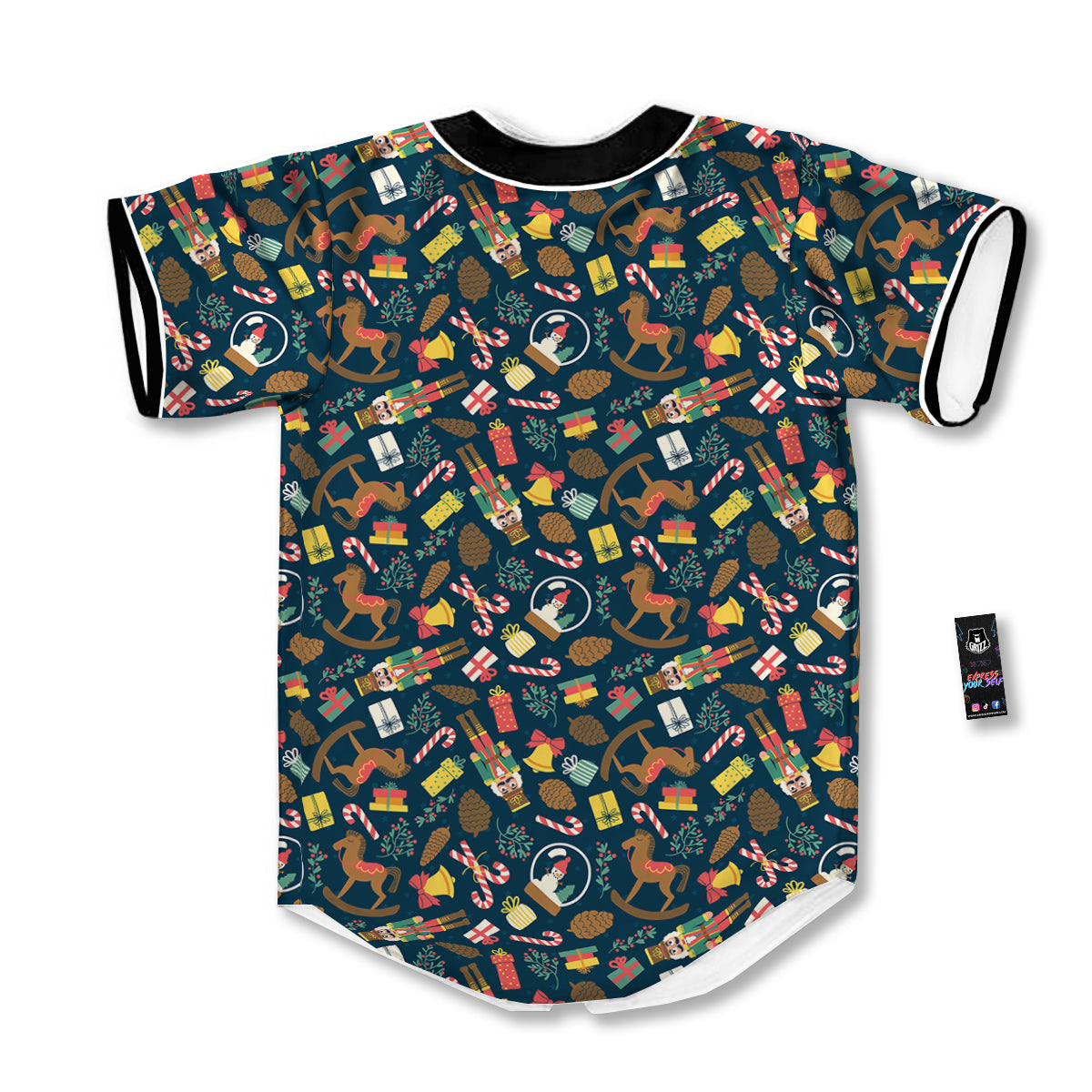 Decorations Christmas Print Pattern Baseball Jersey-grizzshop