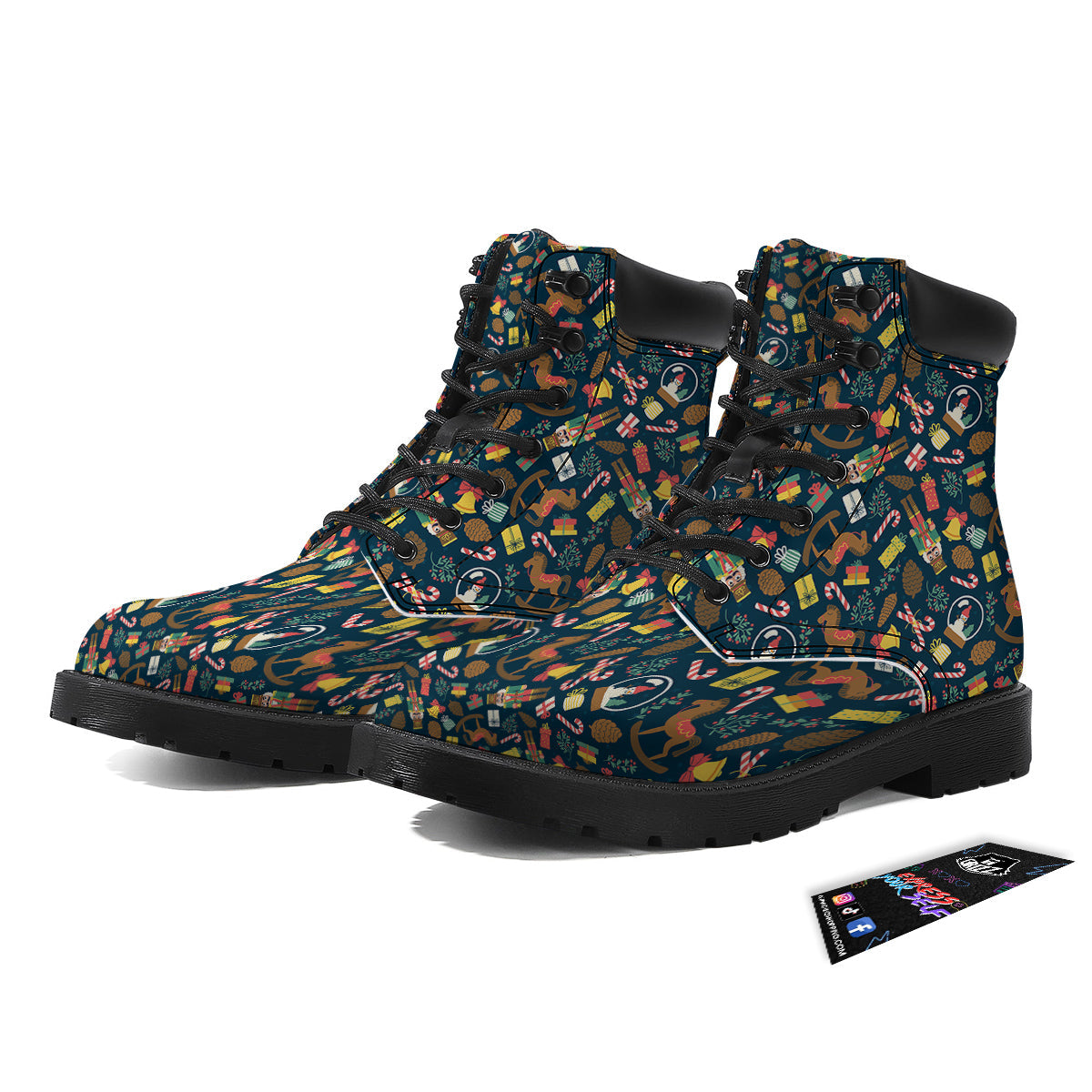 Decorations Christmas Print Pattern Boots-grizzshop