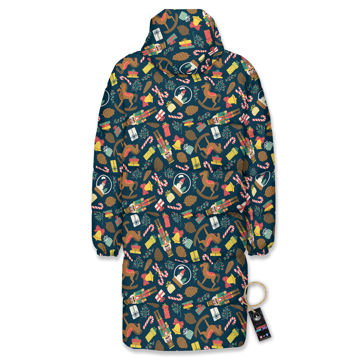 Decorations Christmas Print Pattern Long Down Jacket-grizzshop