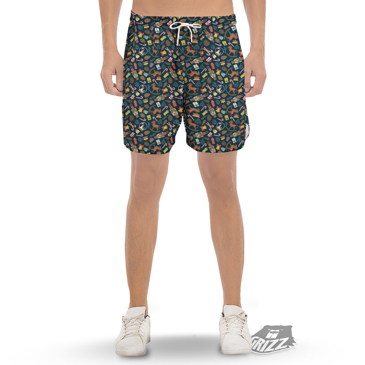 Decorations Christmas Print Pattern Men's Gym Shorts-grizzshop