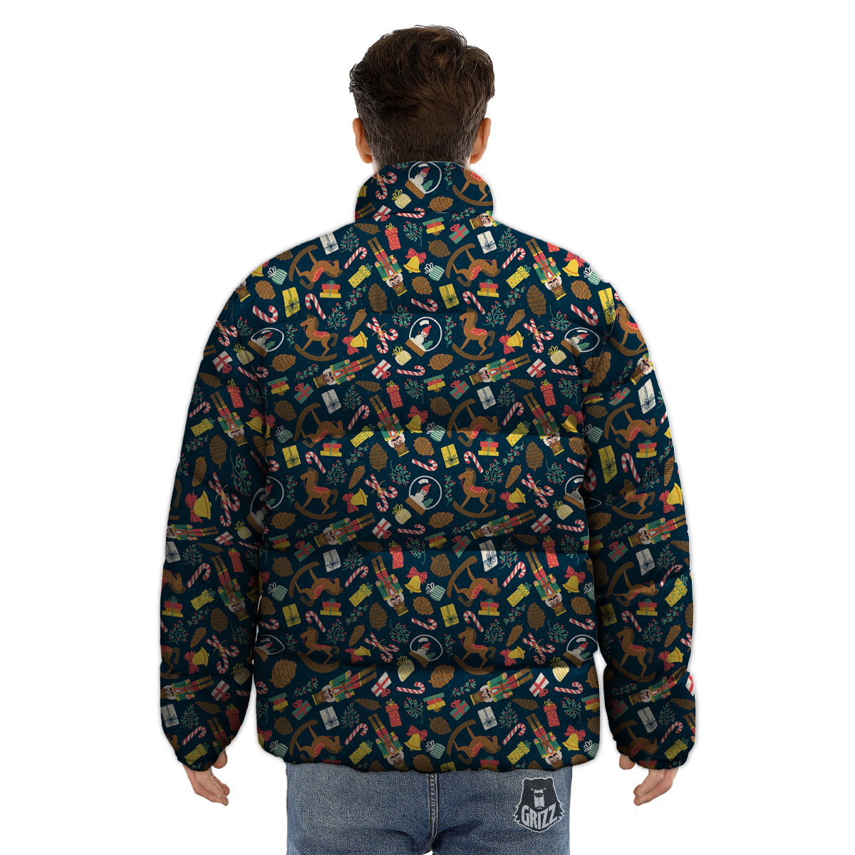 Decorations Christmas Print Pattern Puffer Jacket-grizzshop
