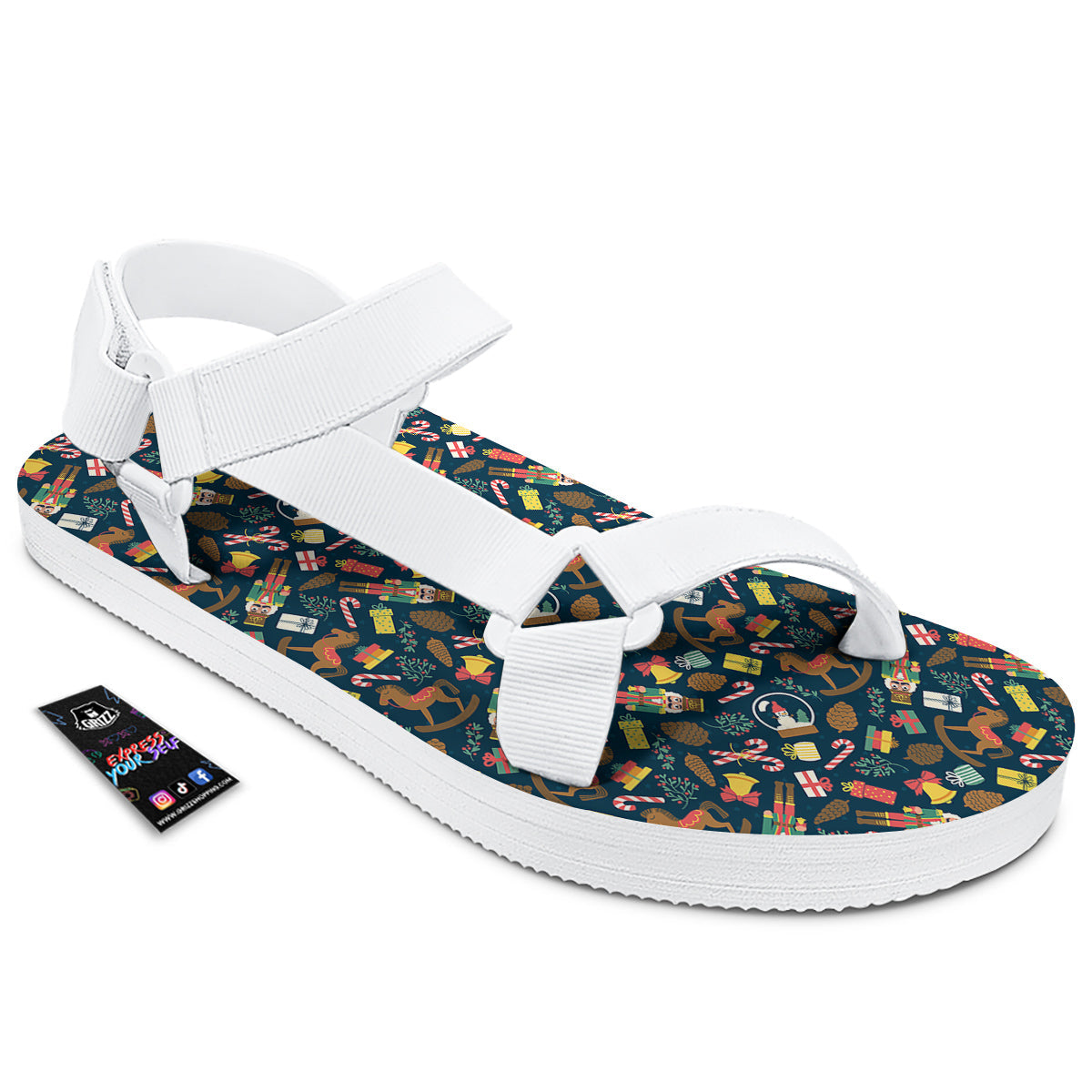 Decorations Christmas Print Pattern White Open Toe Sandals-grizzshop