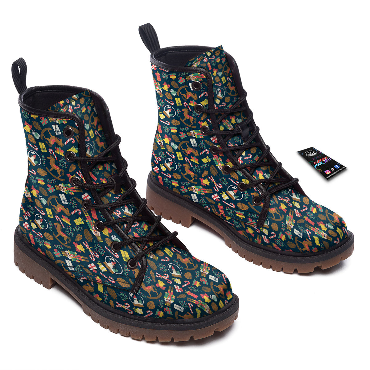Decorations Christmas Print Pattern Work Boots-grizzshop