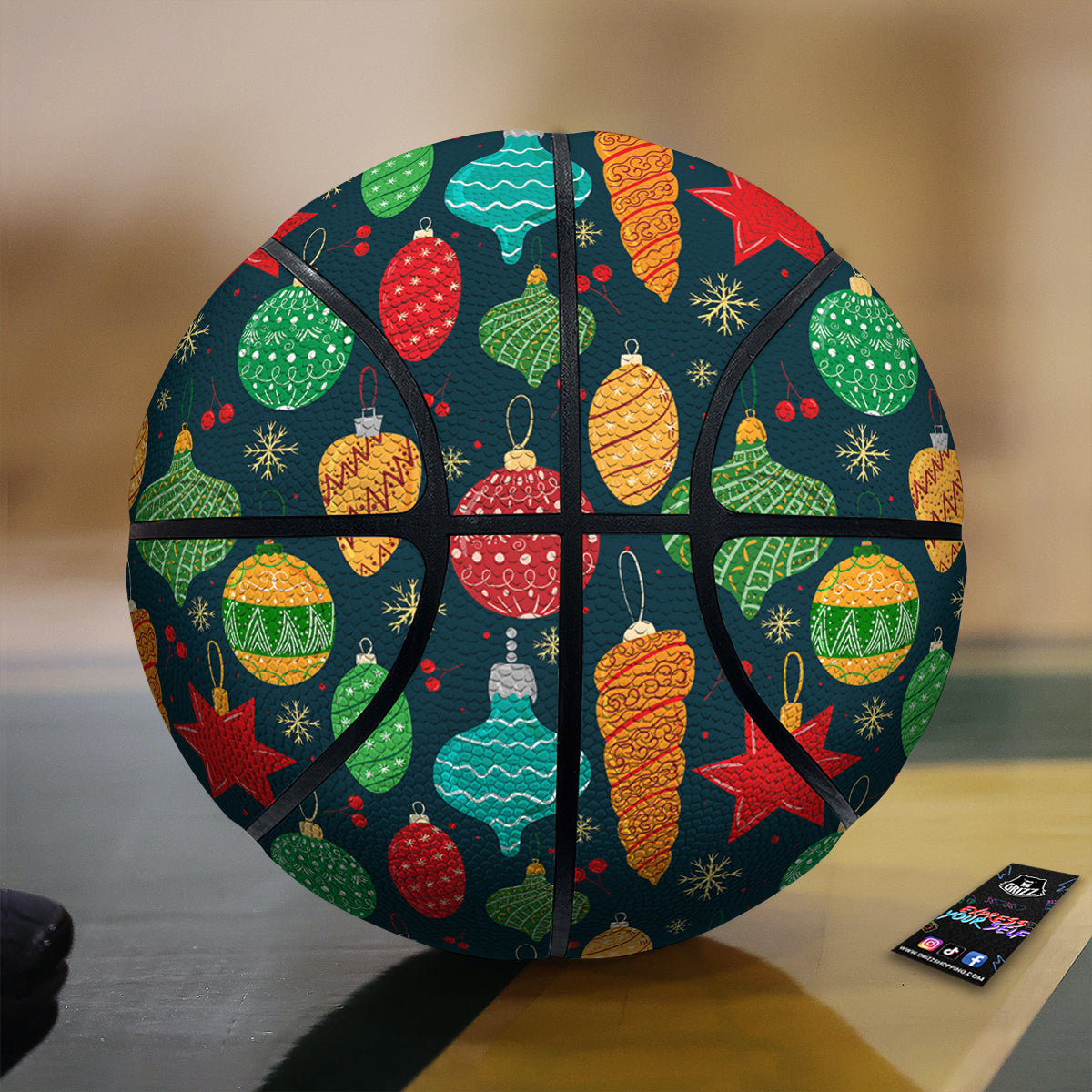 Decorations Christmas Vintage Print Pattern Basketball