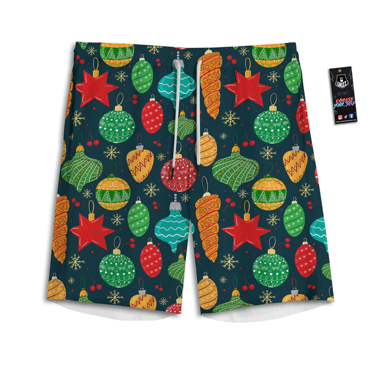 Decorations Christmas Vintage Print Pattern Men's Athletic Shorts