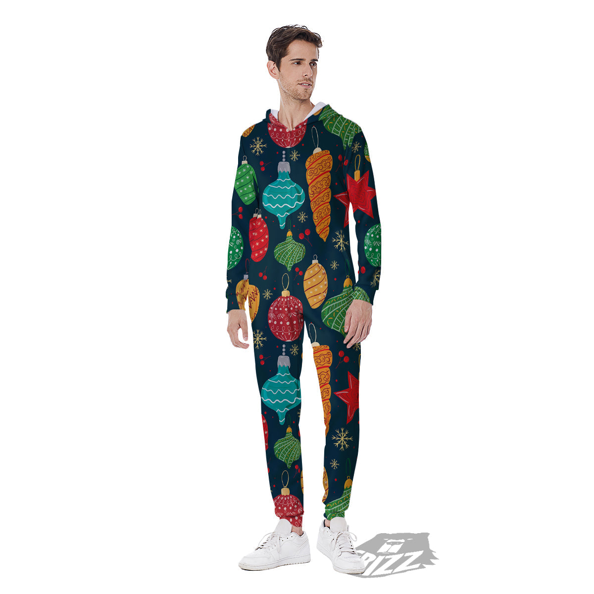 Decorations Christmas Vintage Print Pattern Men's Jumpsuit-grizzshop