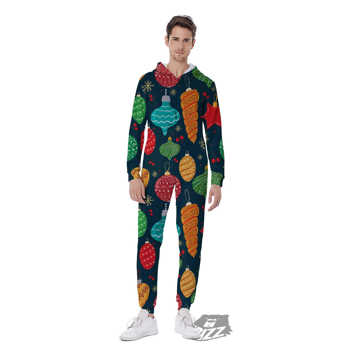 Decorations Christmas Vintage Print Pattern Men's Jumpsuit-grizzshop