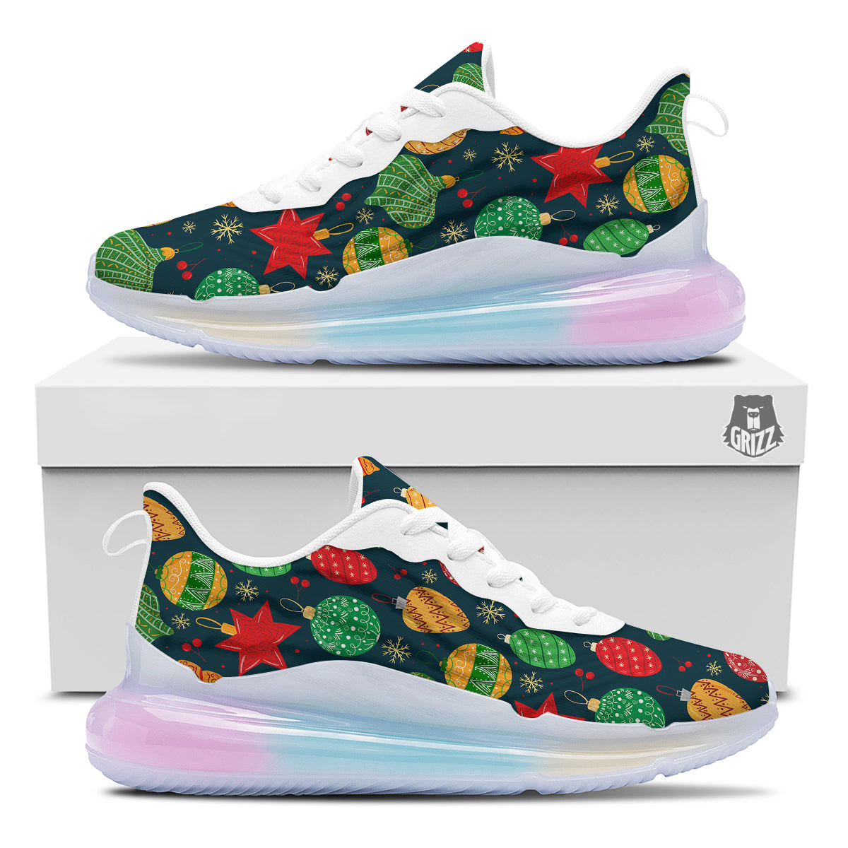 Decorations Christmas Vintage Print Pattern Running Sneakers-grizzshop