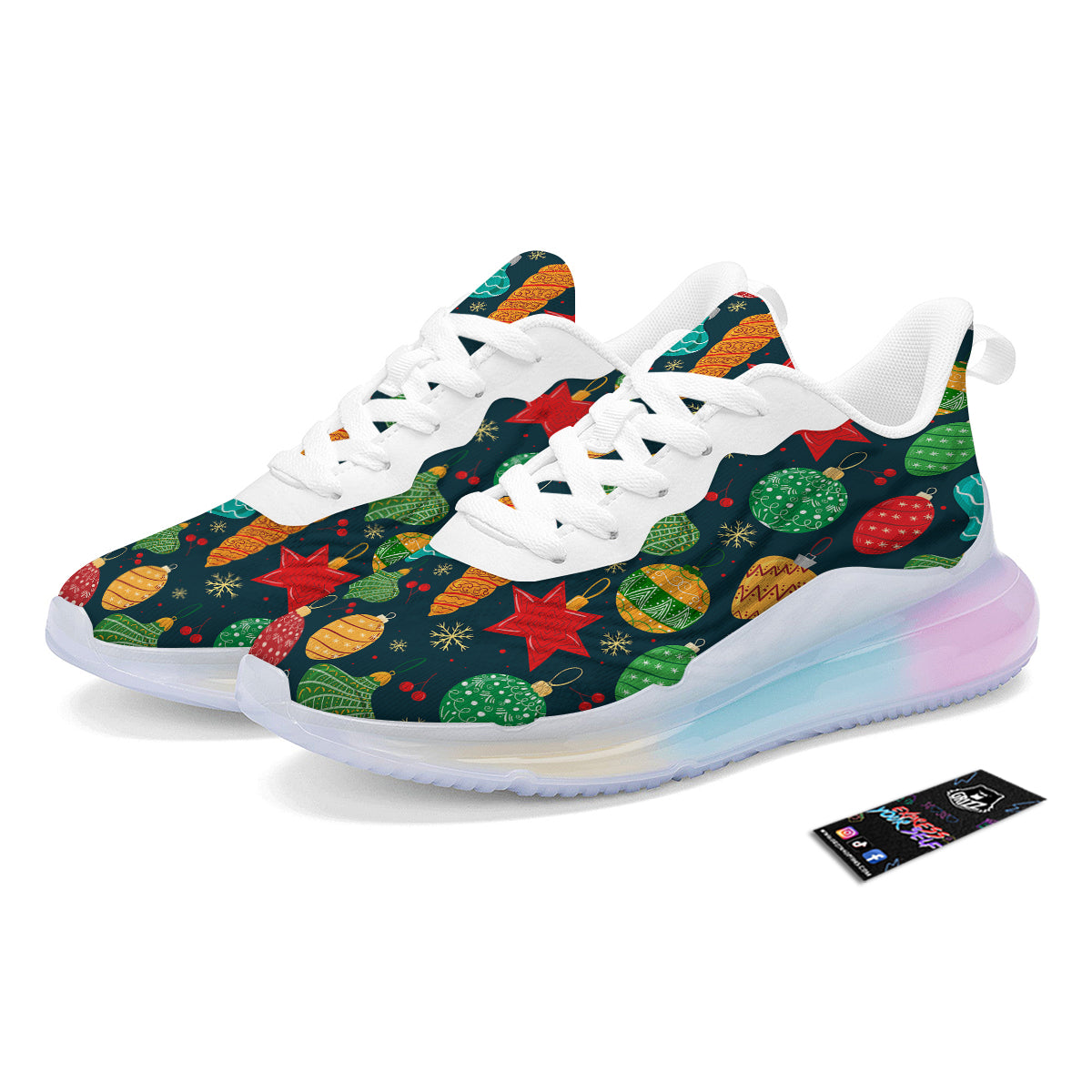Decorations Christmas Vintage Print Pattern Running Sneakers-grizzshop