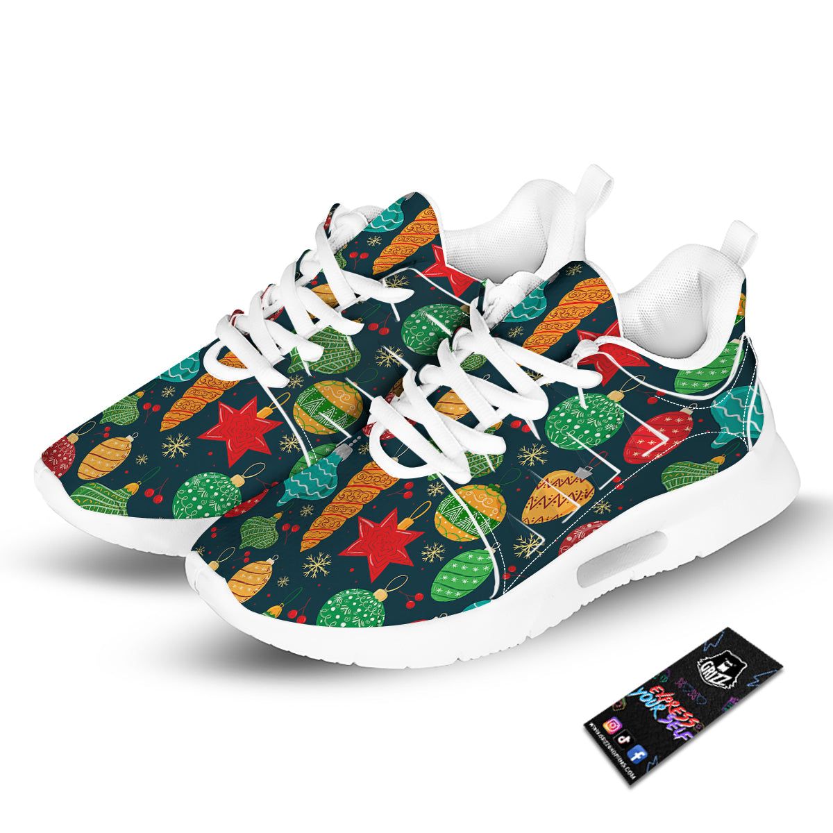 Decorations Christmas Vintage Print Pattern Tennis Shoes-grizzshop