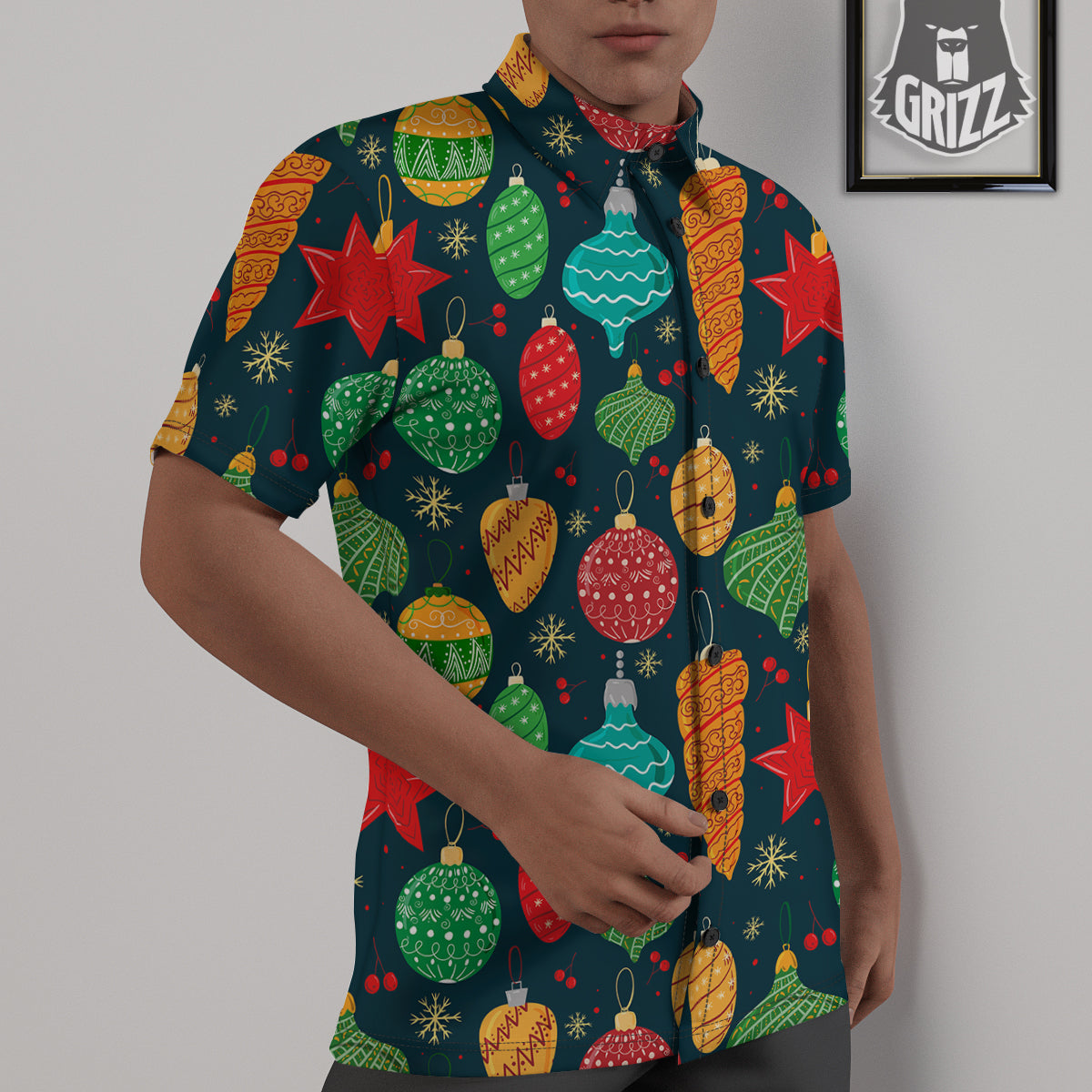 Decorations Christmas Vintage Print Pattern Untucked Shirts-grizzshop