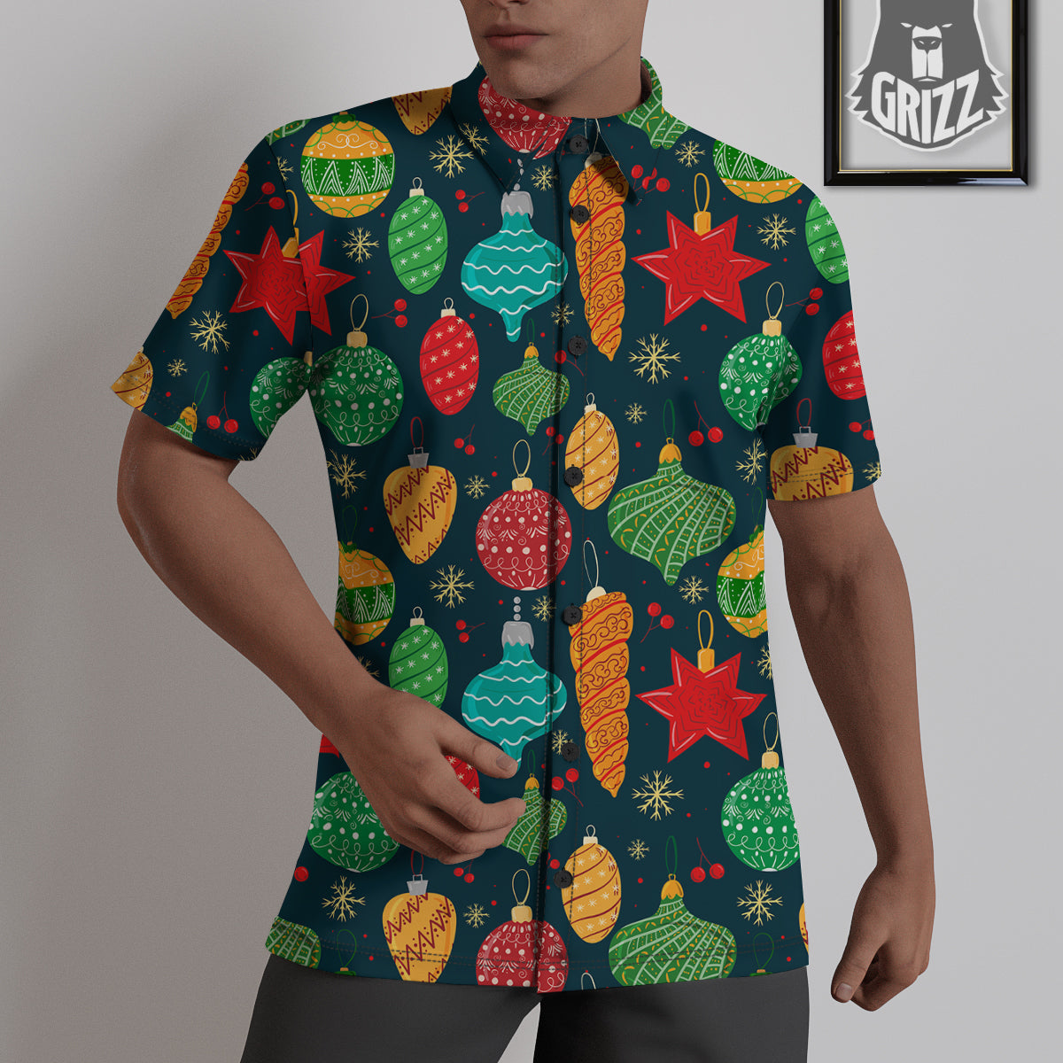 Decorations Christmas Vintage Print Pattern Untucked Shirts-grizzshop