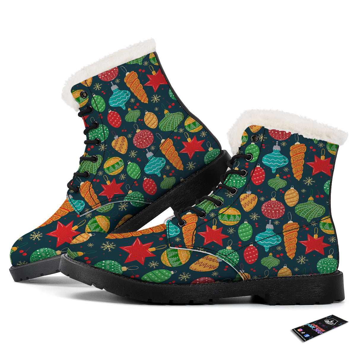Decorations Christmas Vintage Print Pattern Winter Boots-grizzshop