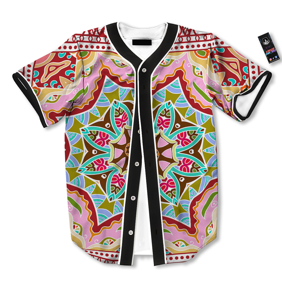 Decorative Colorful Ornament Tribal Ethnic Print Baseball Jersey-grizzshop