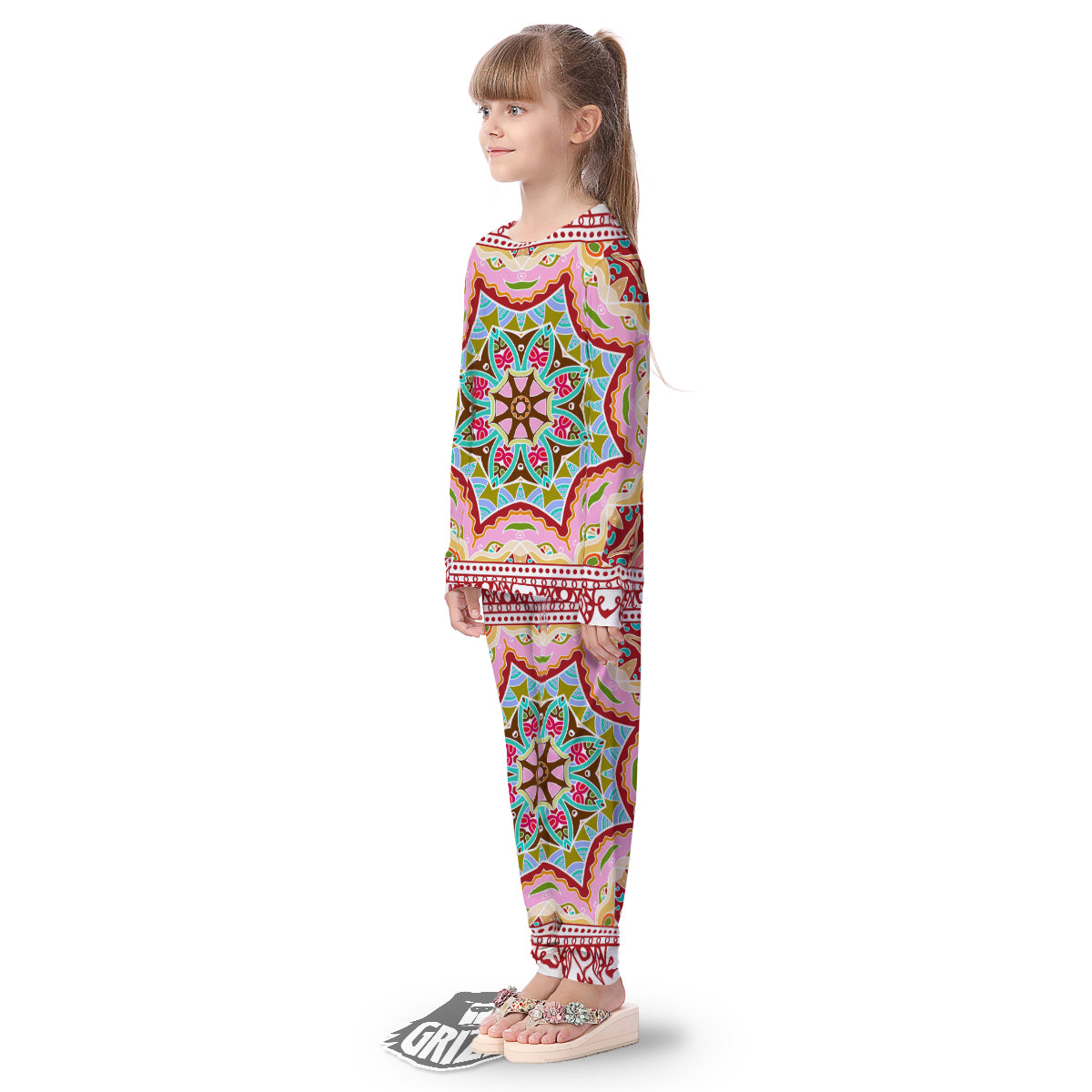 Decorative Colorful Ornament Tribal Ethnic Print Kid's Pajamas-grizzshop