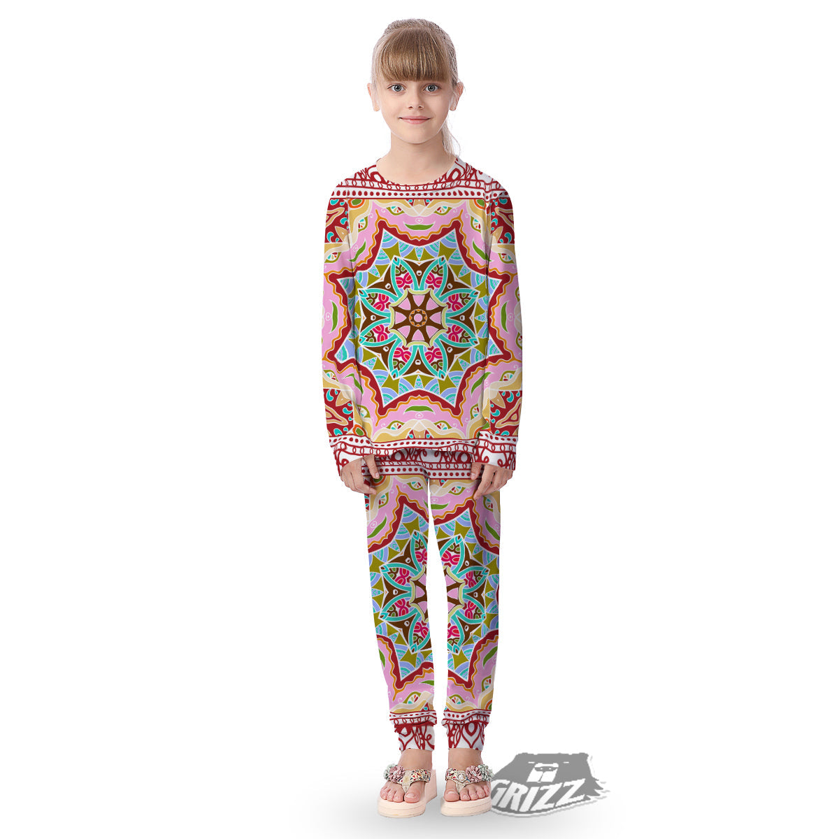 Decorative Colorful Ornament Tribal Ethnic Print Kid's Pajamas-grizzshop