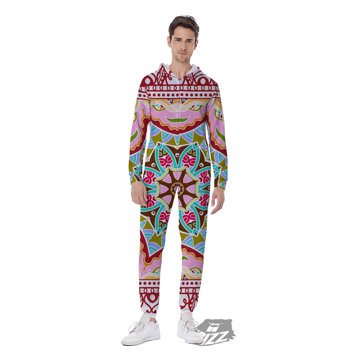 Decorative Colorful Ornament Tribal Ethnic Print Men's Jumpsuit-grizzshop