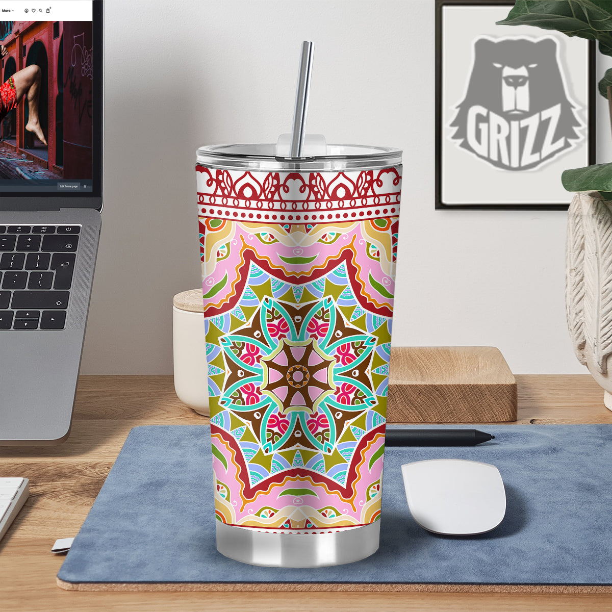 Decorative Colorful Ornament Tribal Ethnic Print Tumbler-grizzshop