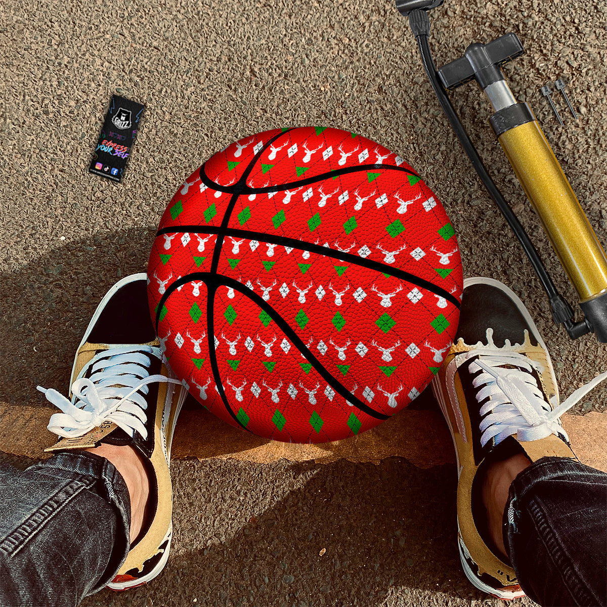 Deer Argyle Christmas Print Pattern Basketball-grizzshop