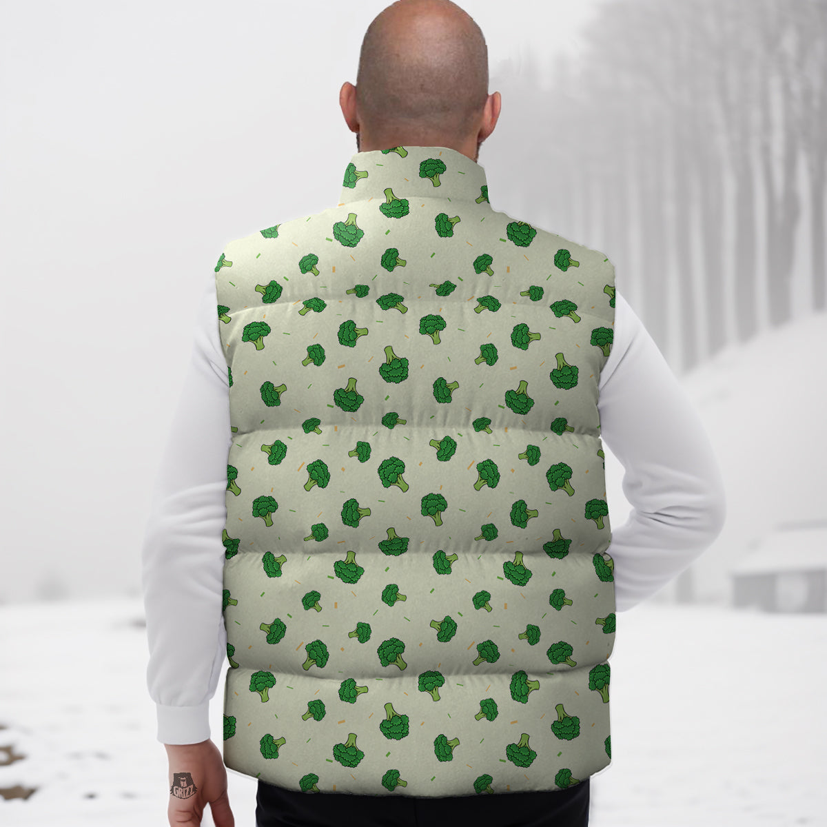 Deer Blossom Tree Pattern Print Down Vest