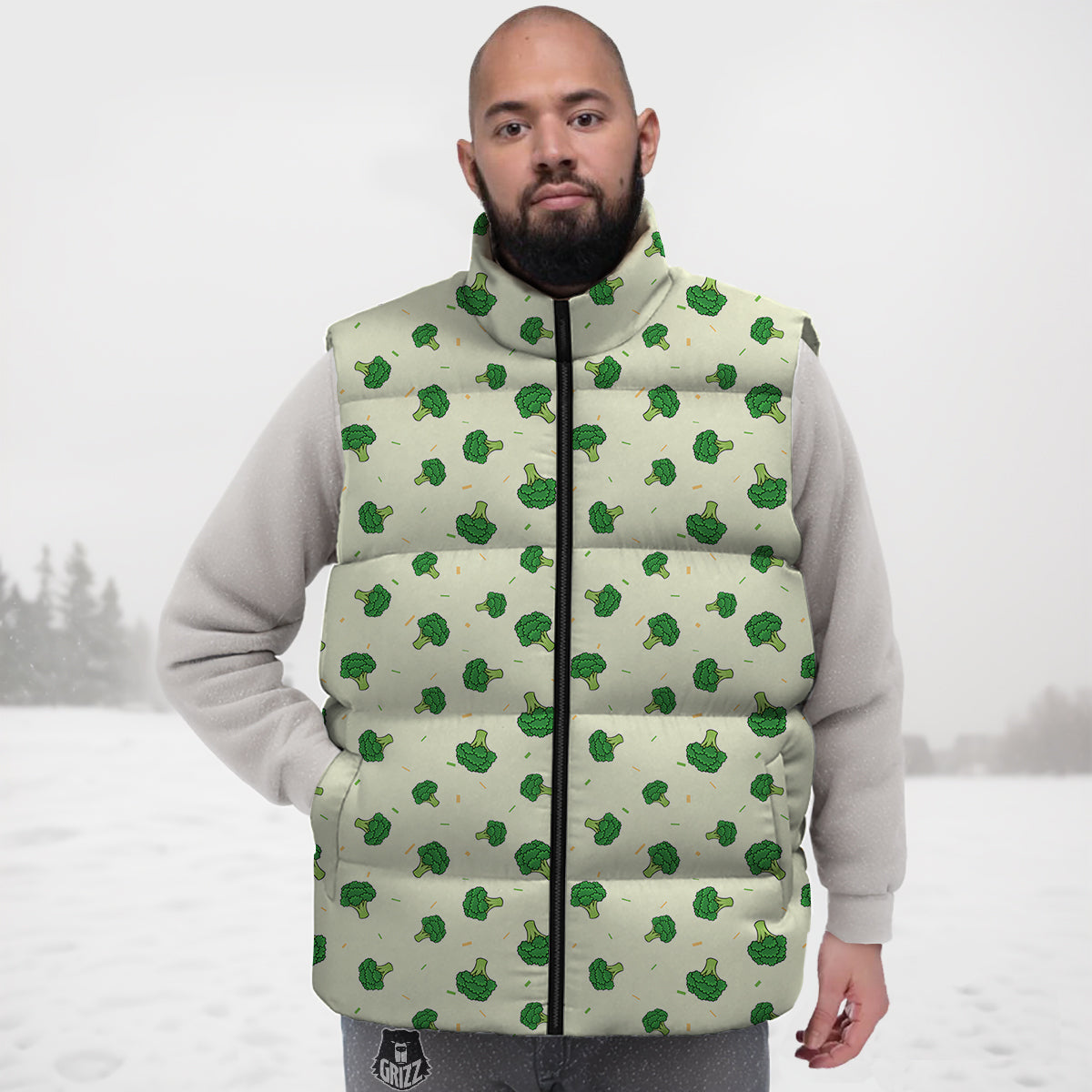 Deer Blossom Tree Pattern Print Down Vest