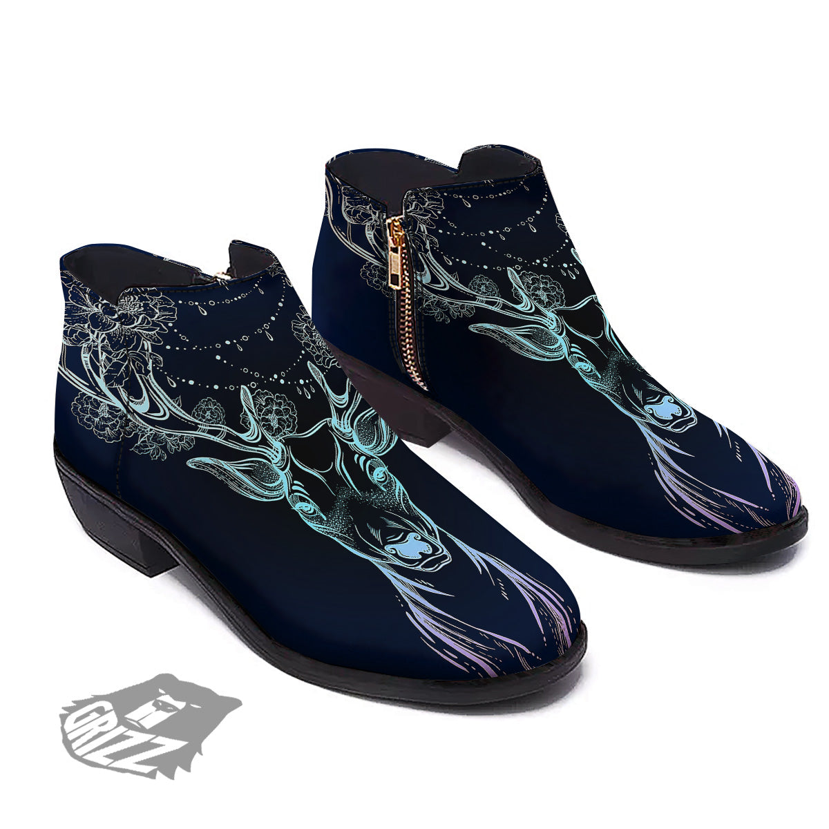 Deer Bohemian Spiritual Print Ankle Boots-grizzshop