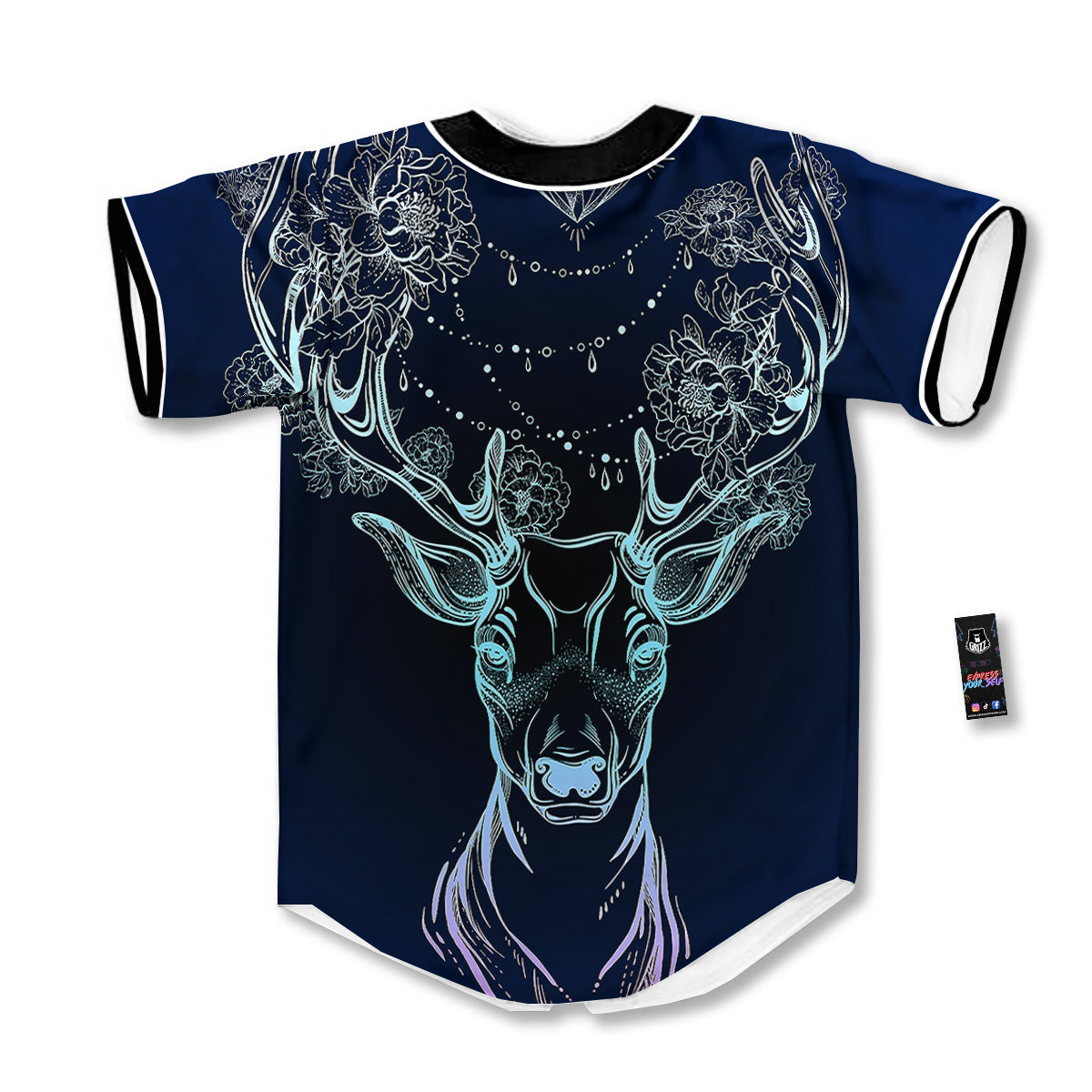 Deer Bohemian Spiritual Print Baseball Jersey-grizzshop
