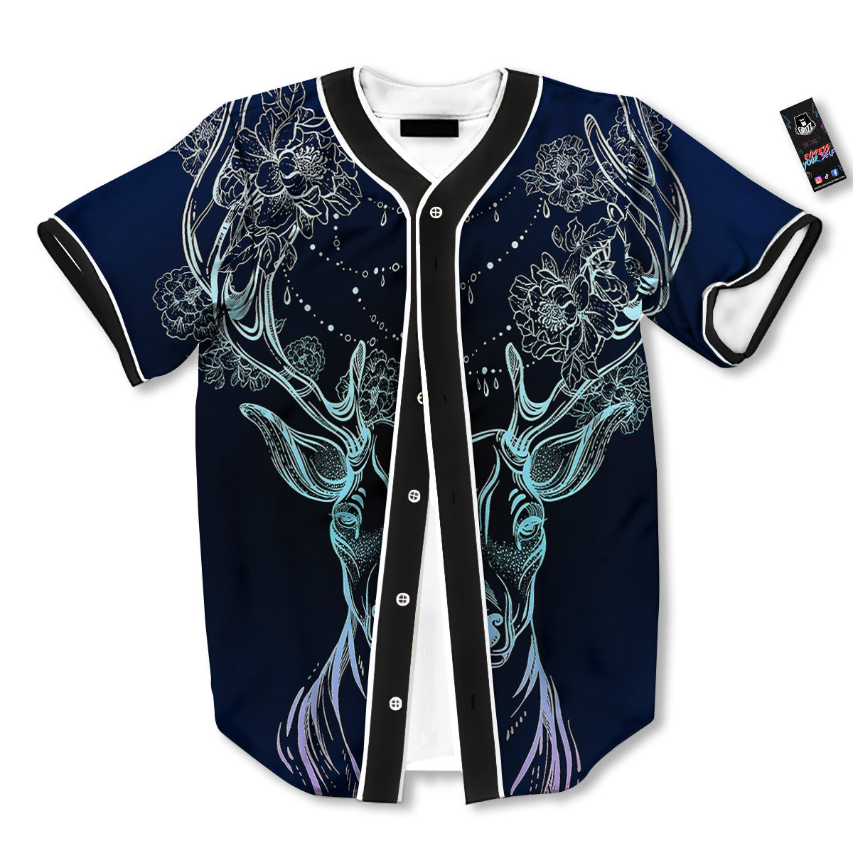 Deer Bohemian Spiritual Print Baseball Jersey-grizzshop