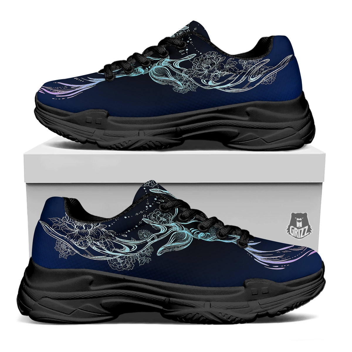 Deer Bohemian Spiritual Print Black Chunky Shoes-grizzshop
