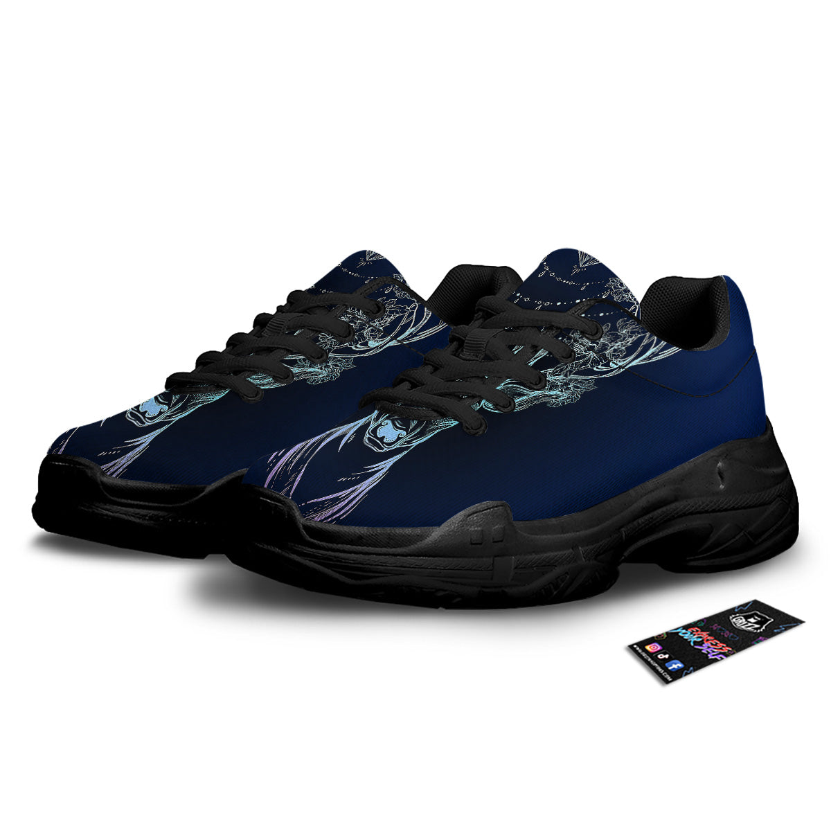 Deer Bohemian Spiritual Print Black Chunky Shoes-grizzshop