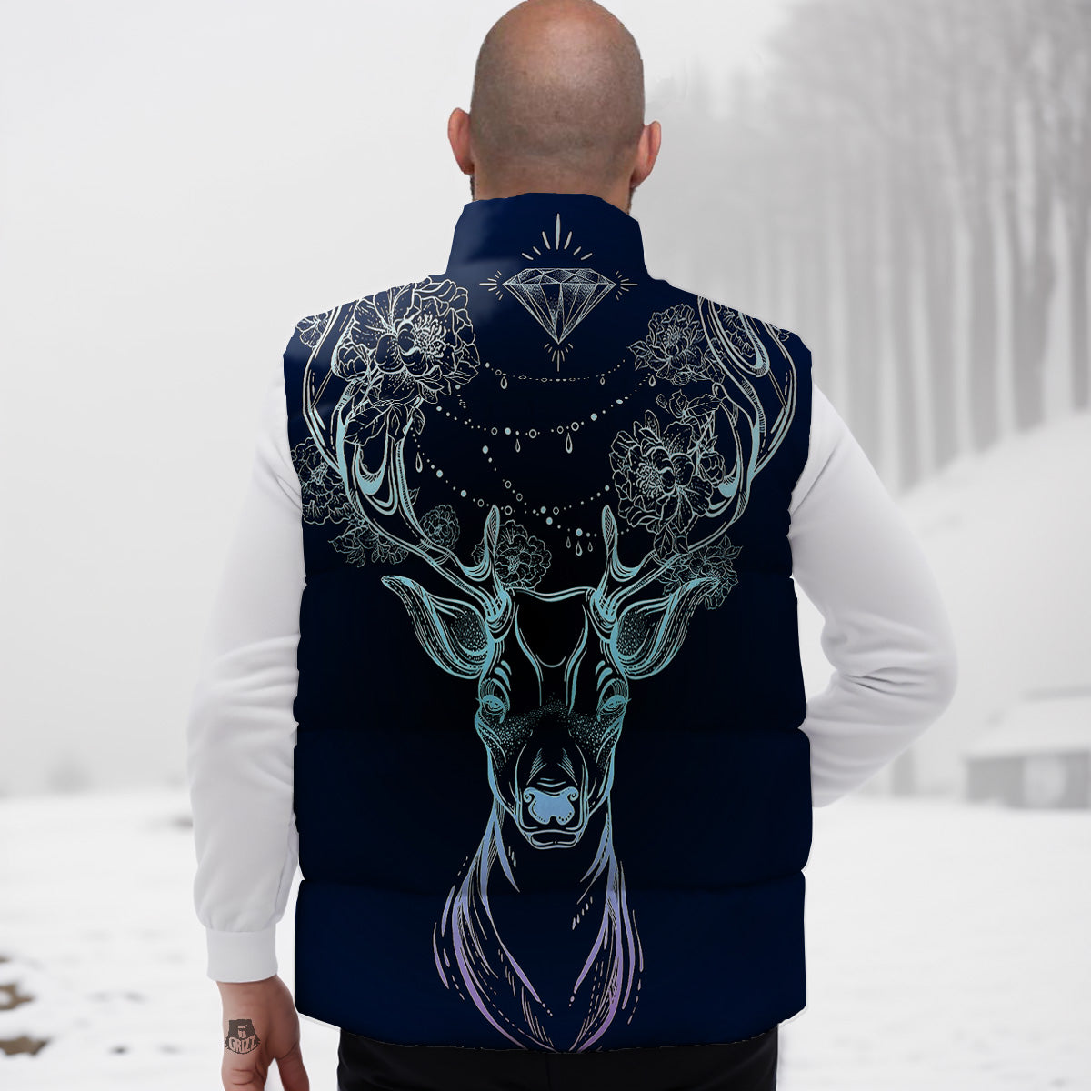 Deer Bohemian Spiritual Print Down Vest