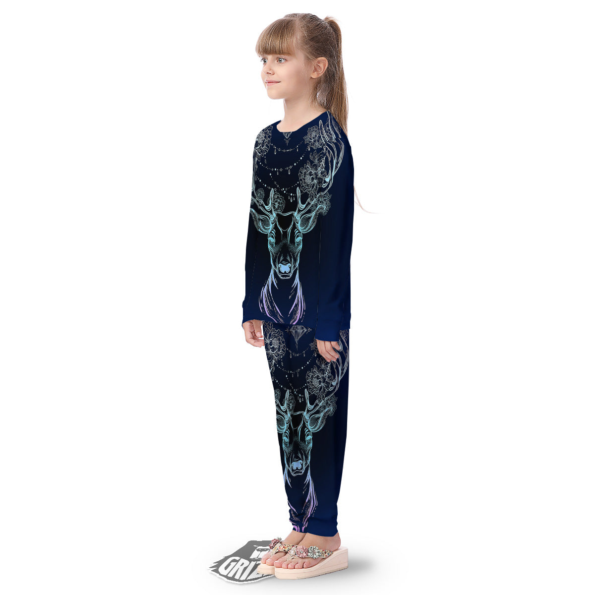 Deer Bohemian Spiritual Print Kid's Pajamas-grizzshop