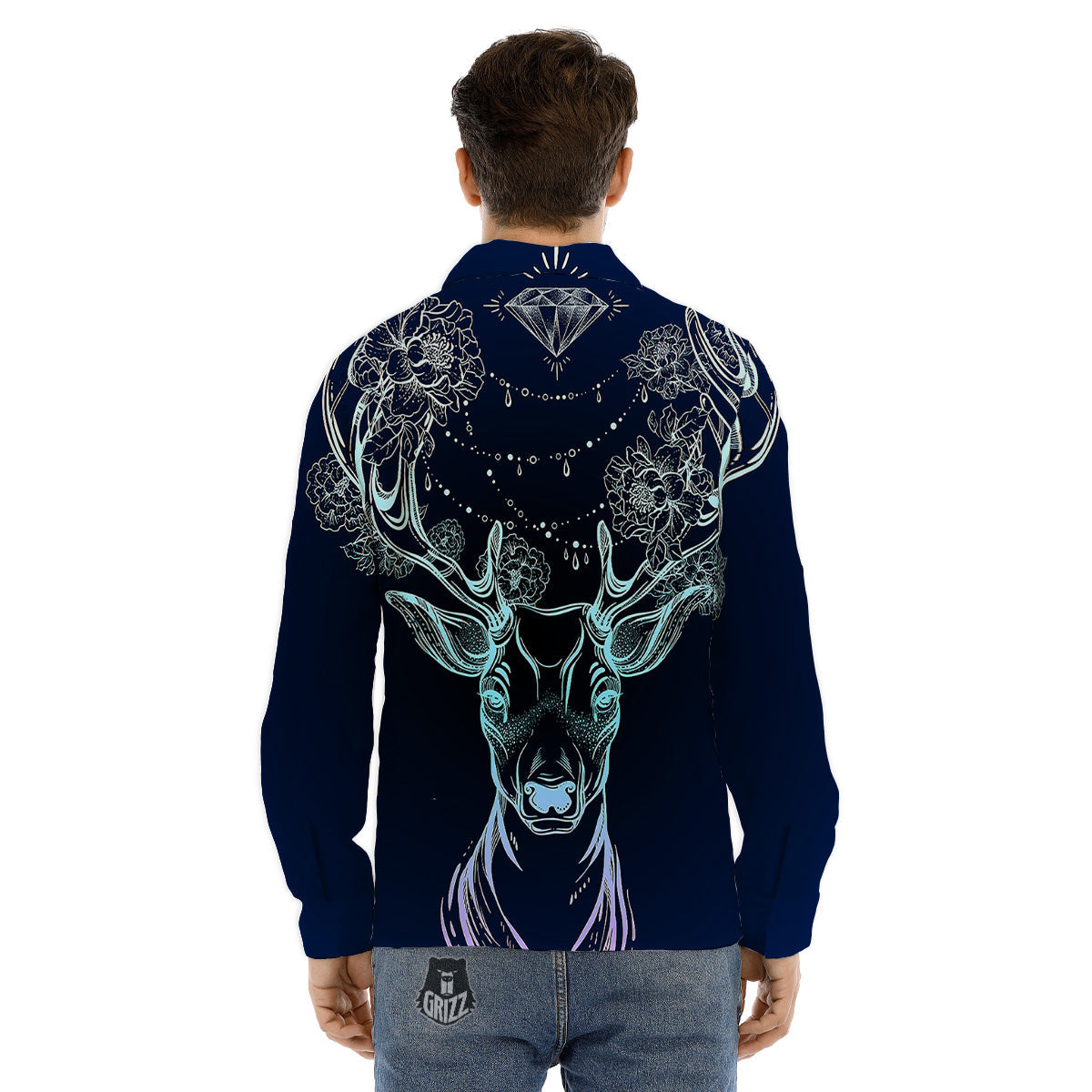 Deer Bohemian Spiritual Print Men's Dress Shirts-grizzshop
