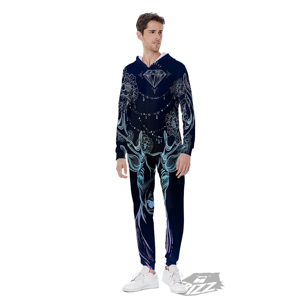 Deer Bohemian Spiritual Print Men's Jumpsuit-grizzshop