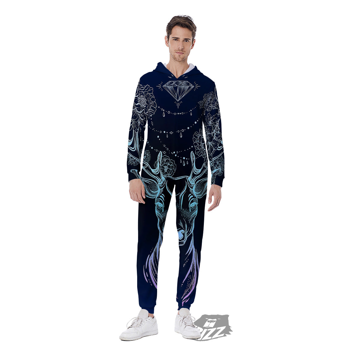 Deer Bohemian Spiritual Print Men's Jumpsuit-grizzshop