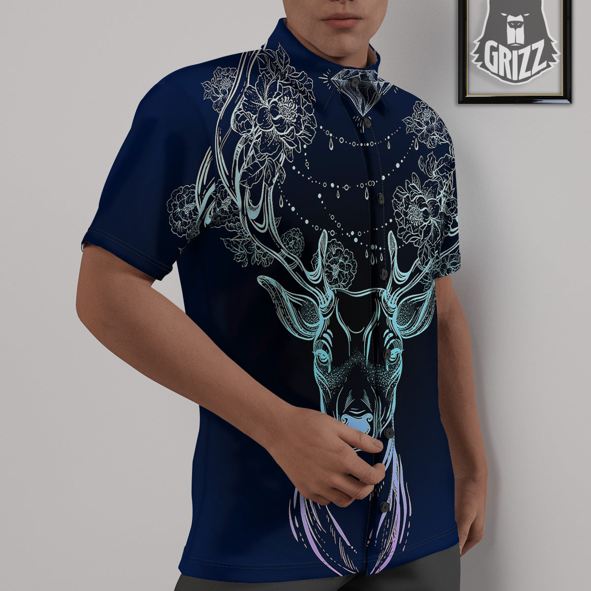 Deer Bohemian Spiritual Print Untucked Shirts-grizzshop