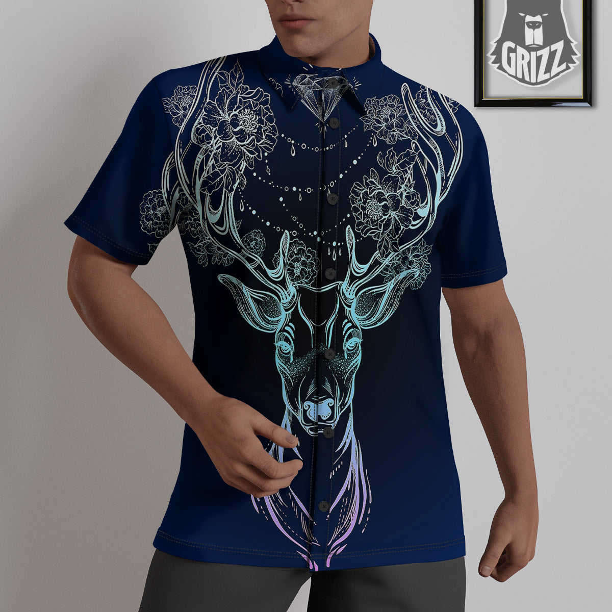 Deer Bohemian Spiritual Print Untucked Shirts-grizzshop