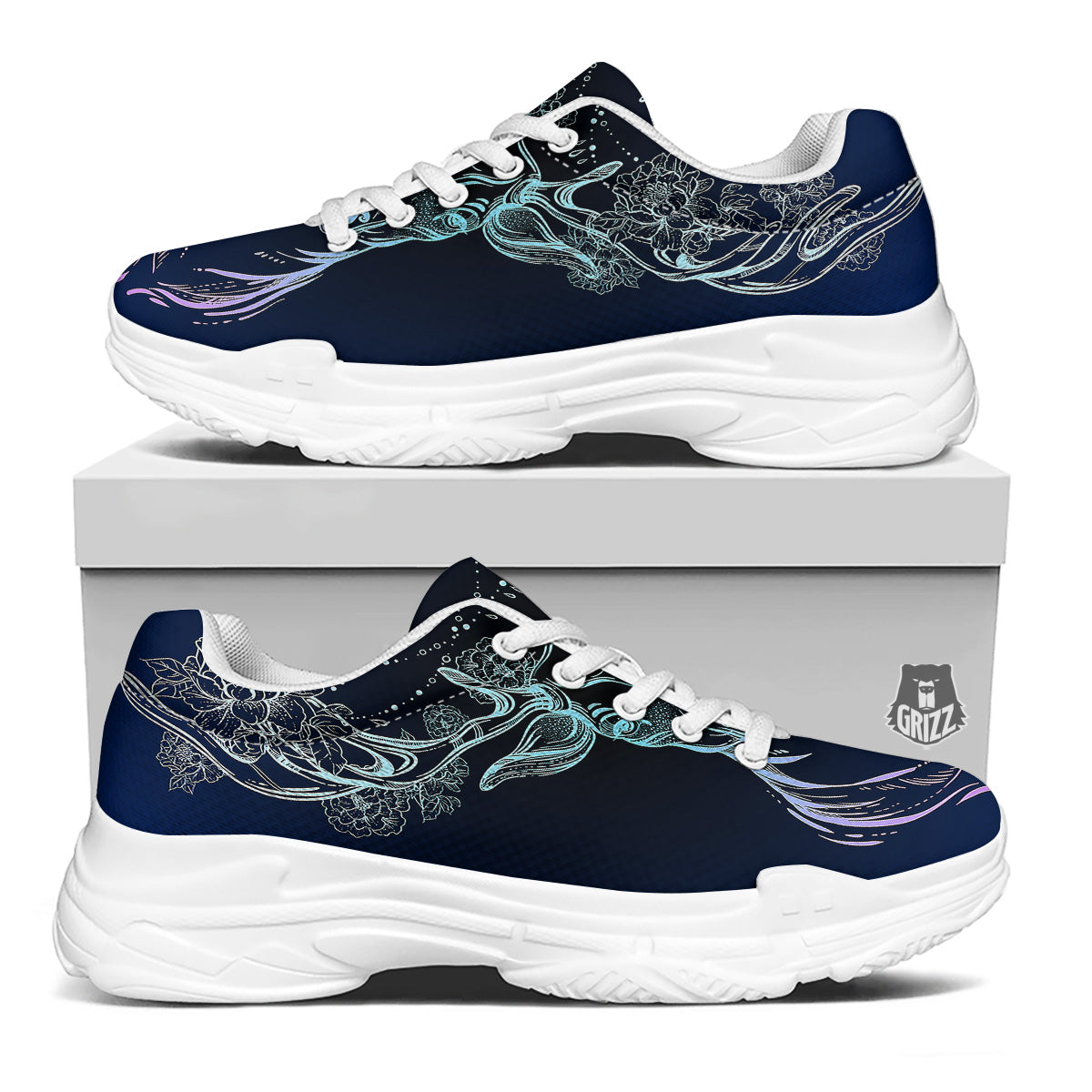 Deer Bohemian Spiritual Print White Chunky Shoes-grizzshop