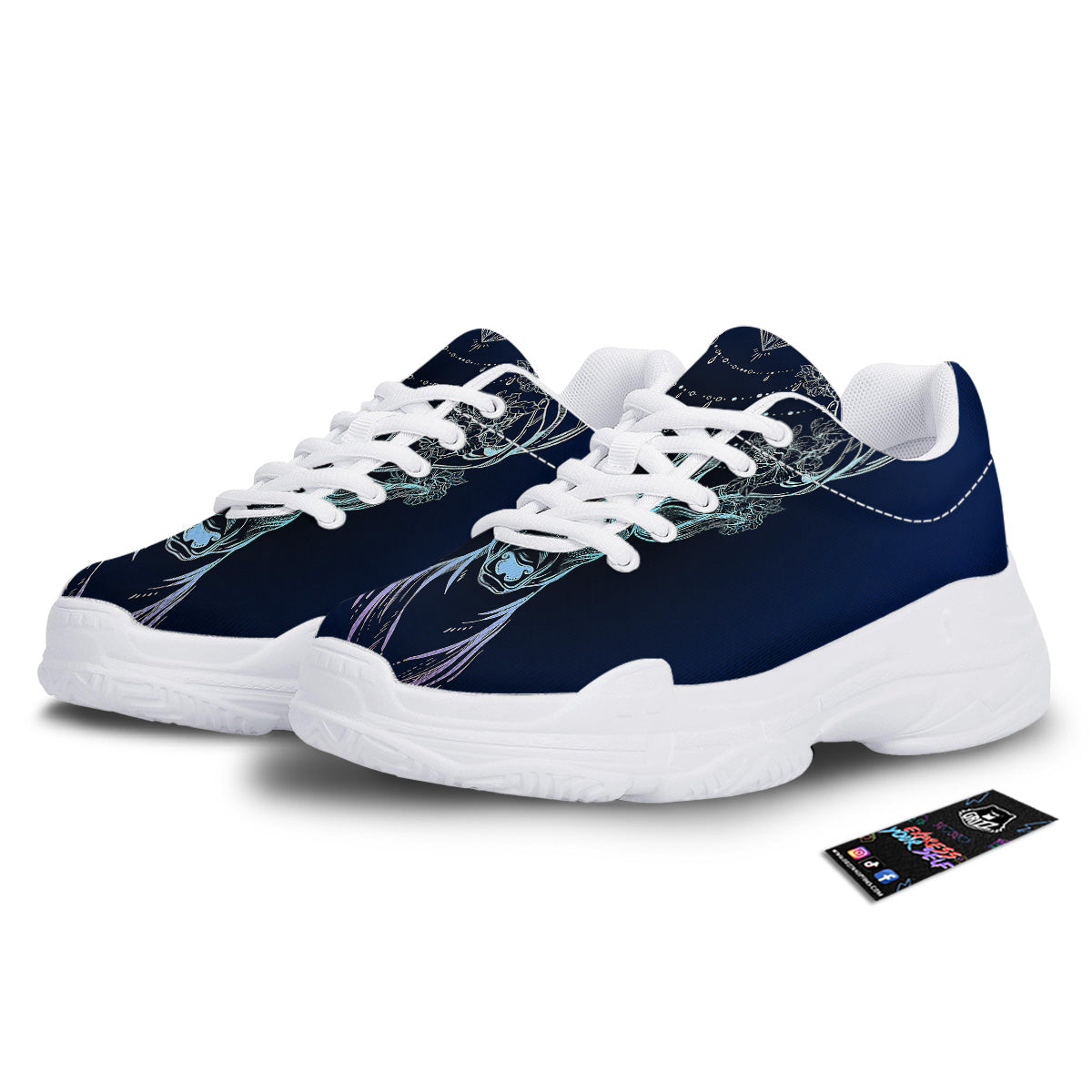 Deer Bohemian Spiritual Print White Chunky Shoes-grizzshop