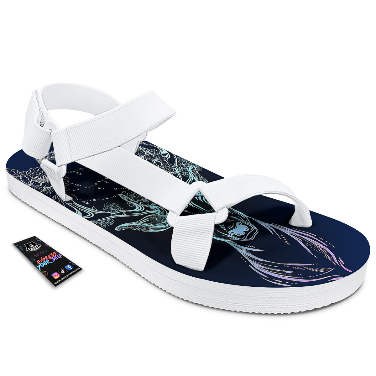 Deer Bohemian Spiritual Print White Open Toe Sandals-grizzshop