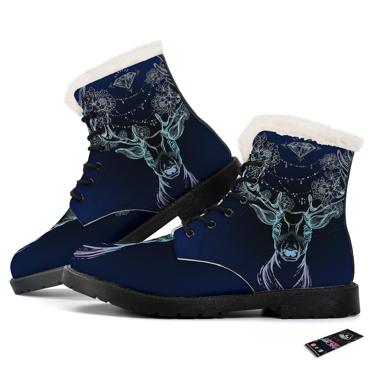 Deer Bohemian Spiritual Print Winter Boots-grizzshop