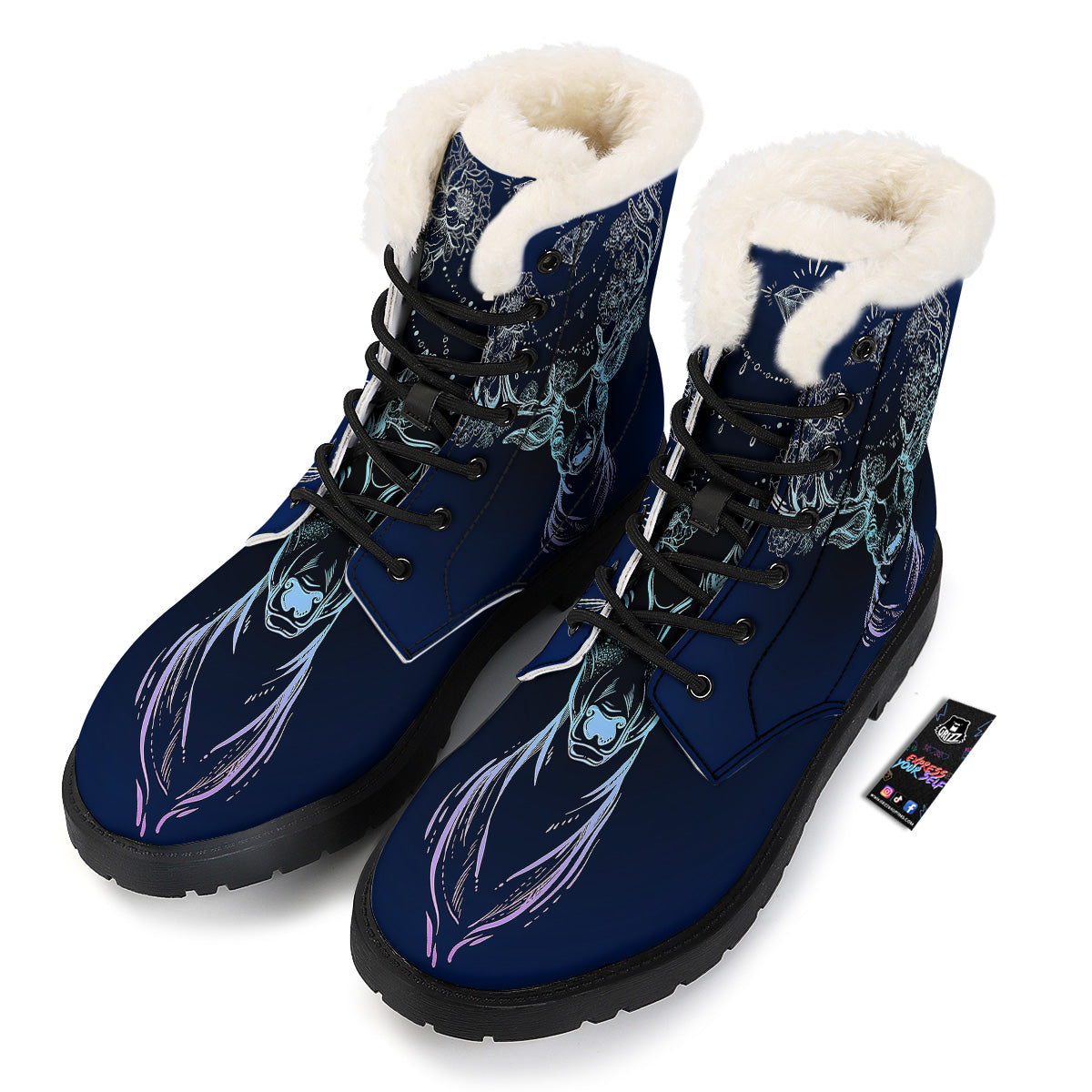 Deer Bohemian Spiritual Print Winter Boots-grizzshop