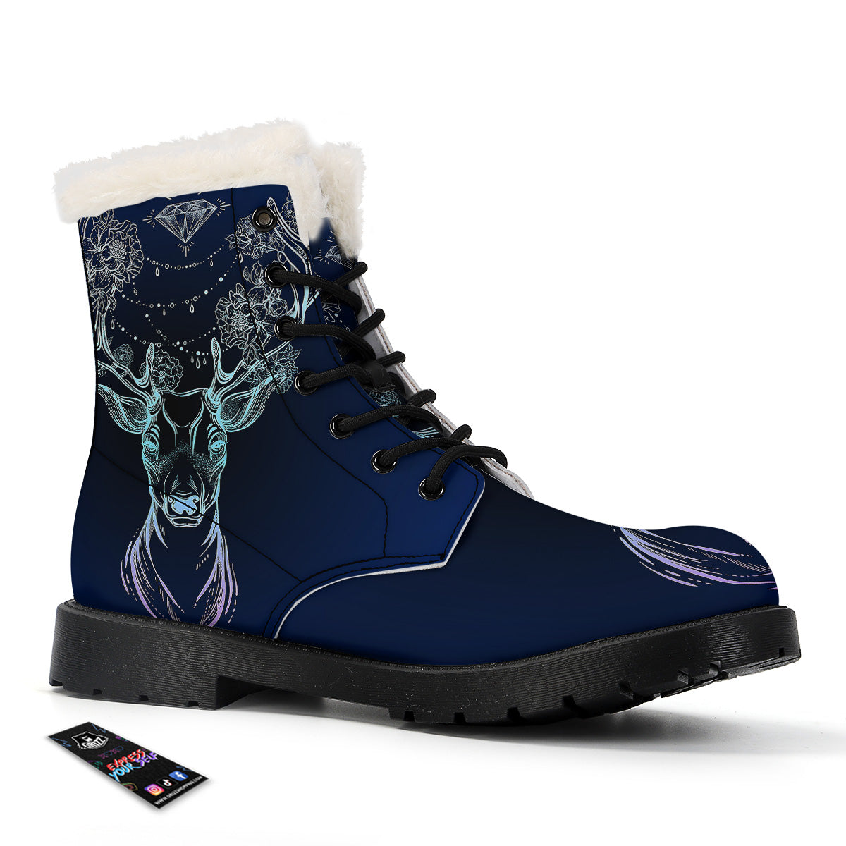 Deer Bohemian Spiritual Print Winter Boots-grizzshop