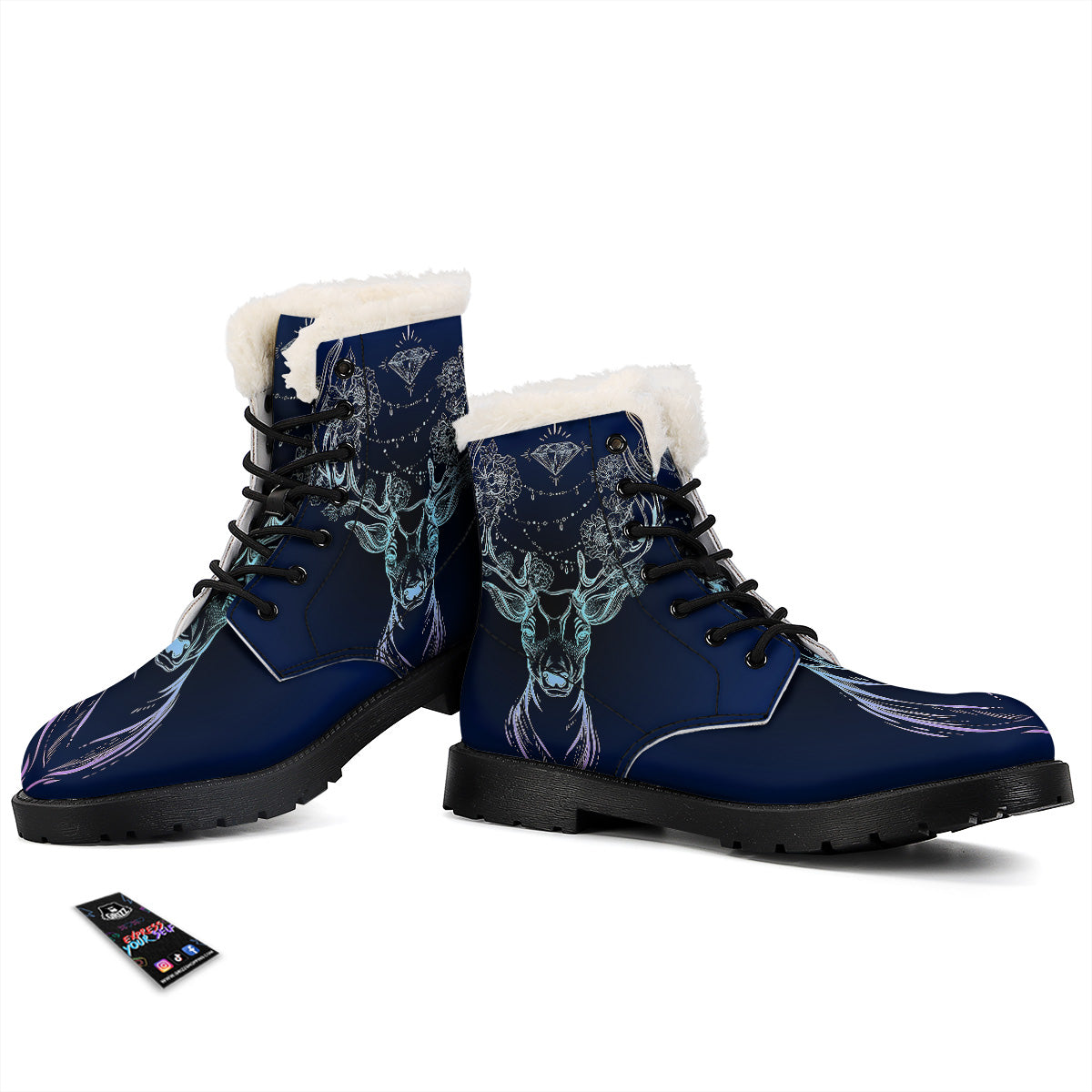 Deer Bohemian Spiritual Print Winter Boots-grizzshop