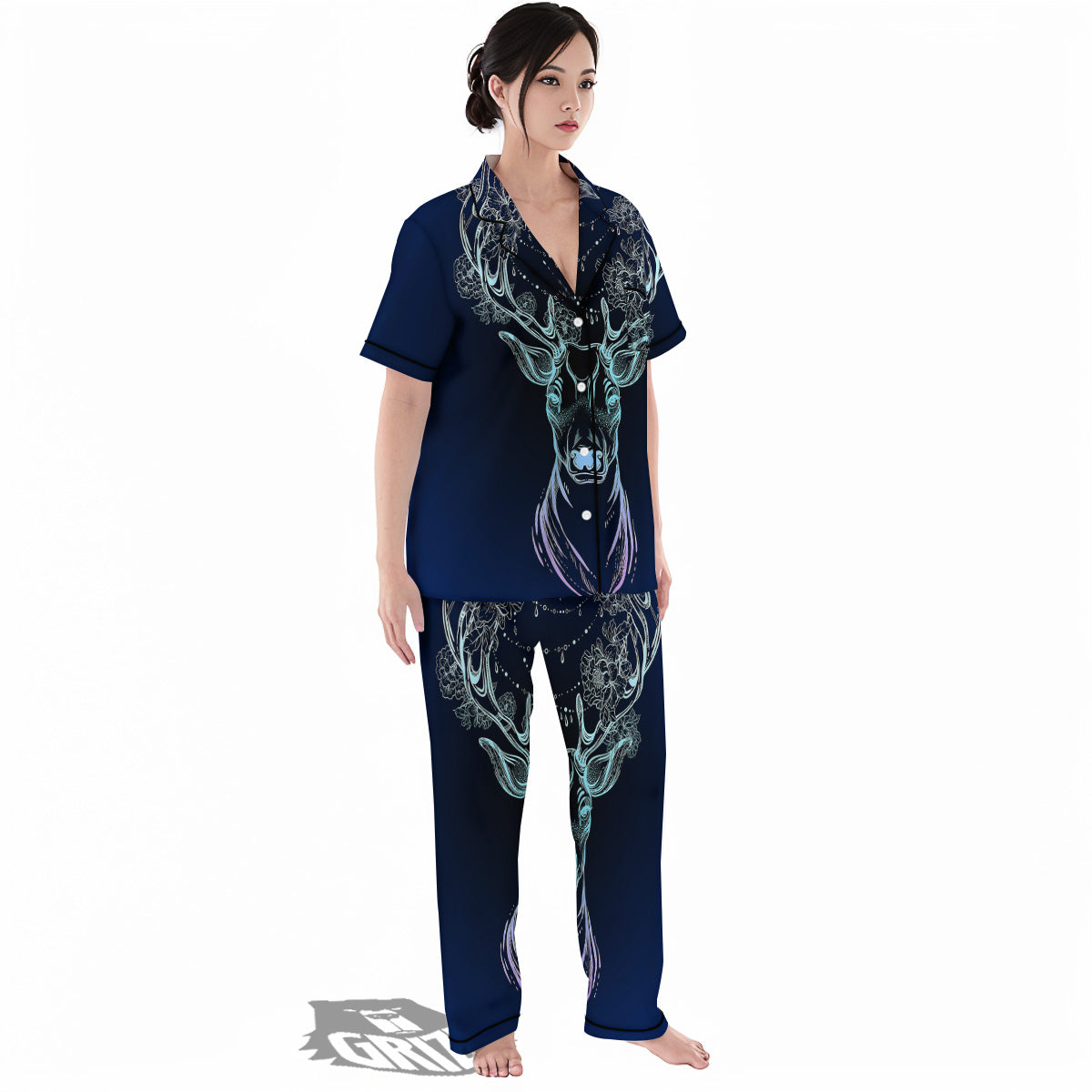 Deer Bohemian Spiritual Print Women's Pajamas Set-grizzshop
